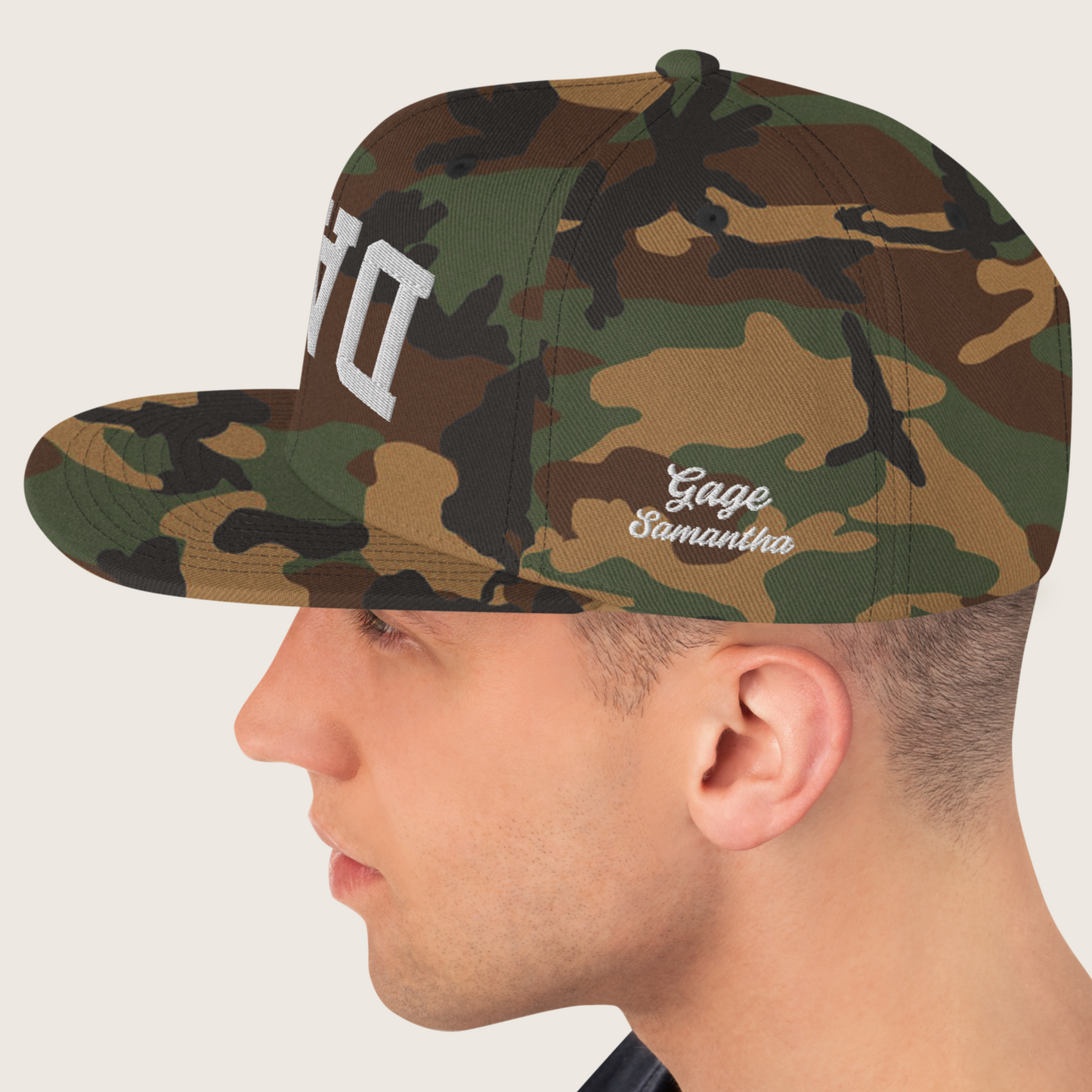 Camo Upside Down Custom Embroidered Snapback