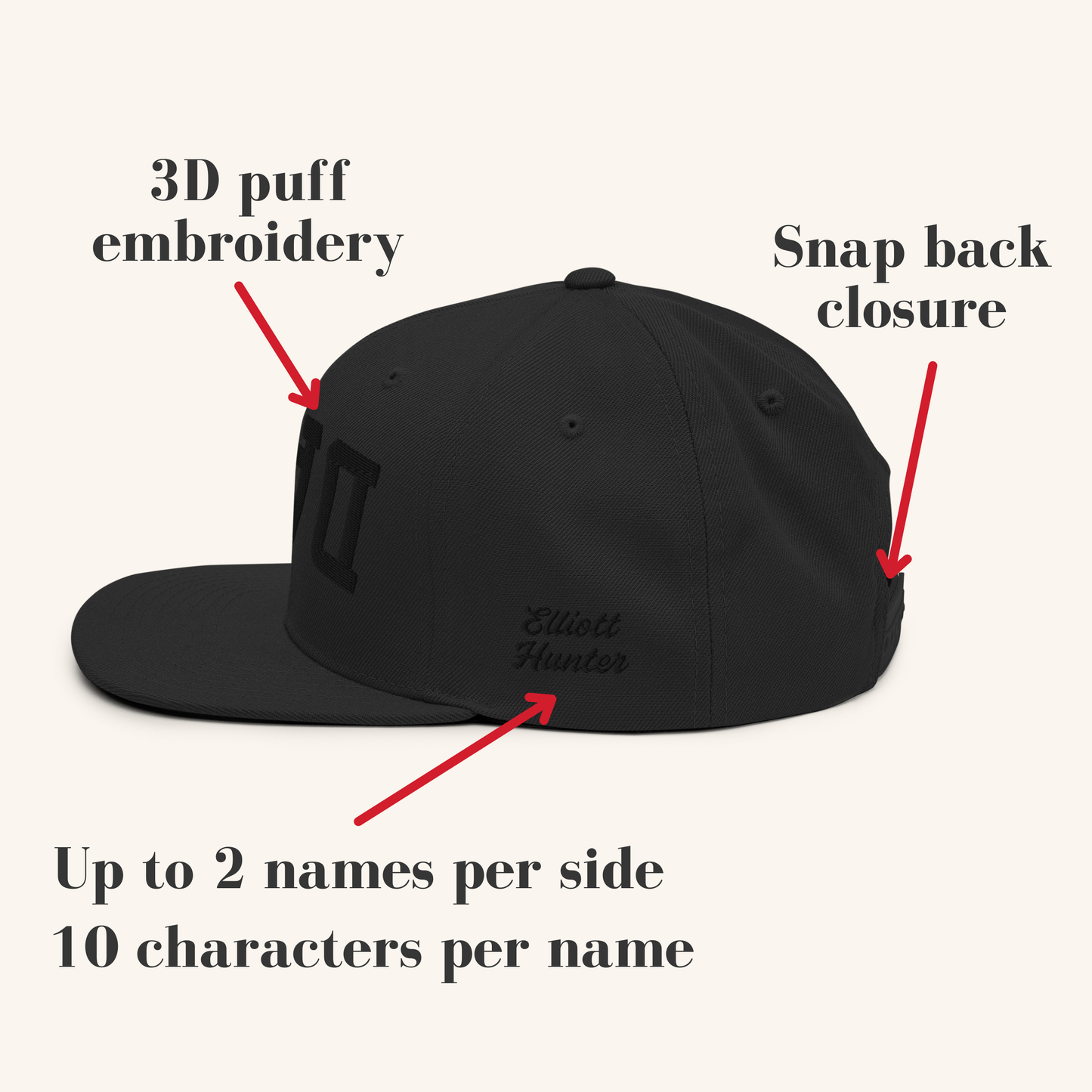 DADA Upside Down Black/Black Personalized Embroidered Snapback Hat