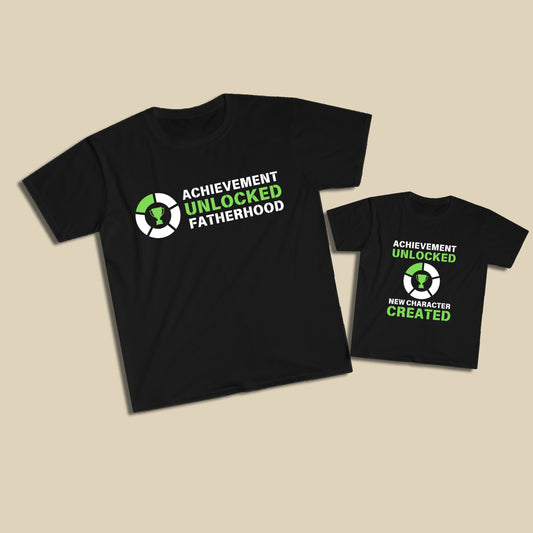 Achievement Unlocked Fatherhood & New Character Shirt Set