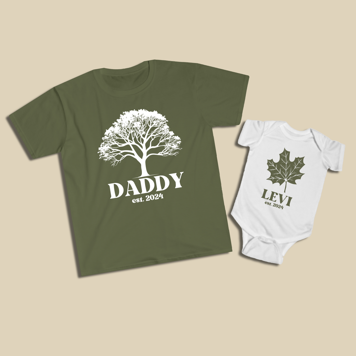 Personalized Tree and Maple Leaf Shirt Set