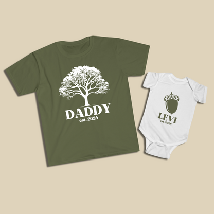 Personalized Tree and Acorn Shirt Set