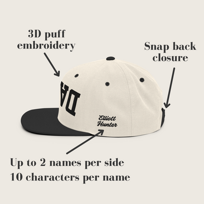 DADA Upside Down Cream/Black Personalized Embroidered Snapback Hat