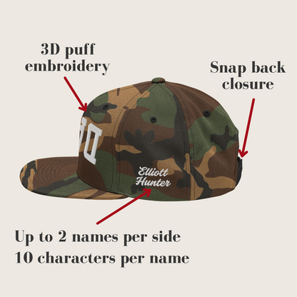 DADA Upside Down Camo Personalized Embroidered Snapback Hat