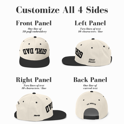 DADA Upside Down Cream/Black Personalized Embroidered Snapback Hat