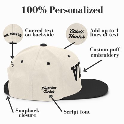 DADA Upside Down Cream/Black Personalized Embroidered Snapback Hat