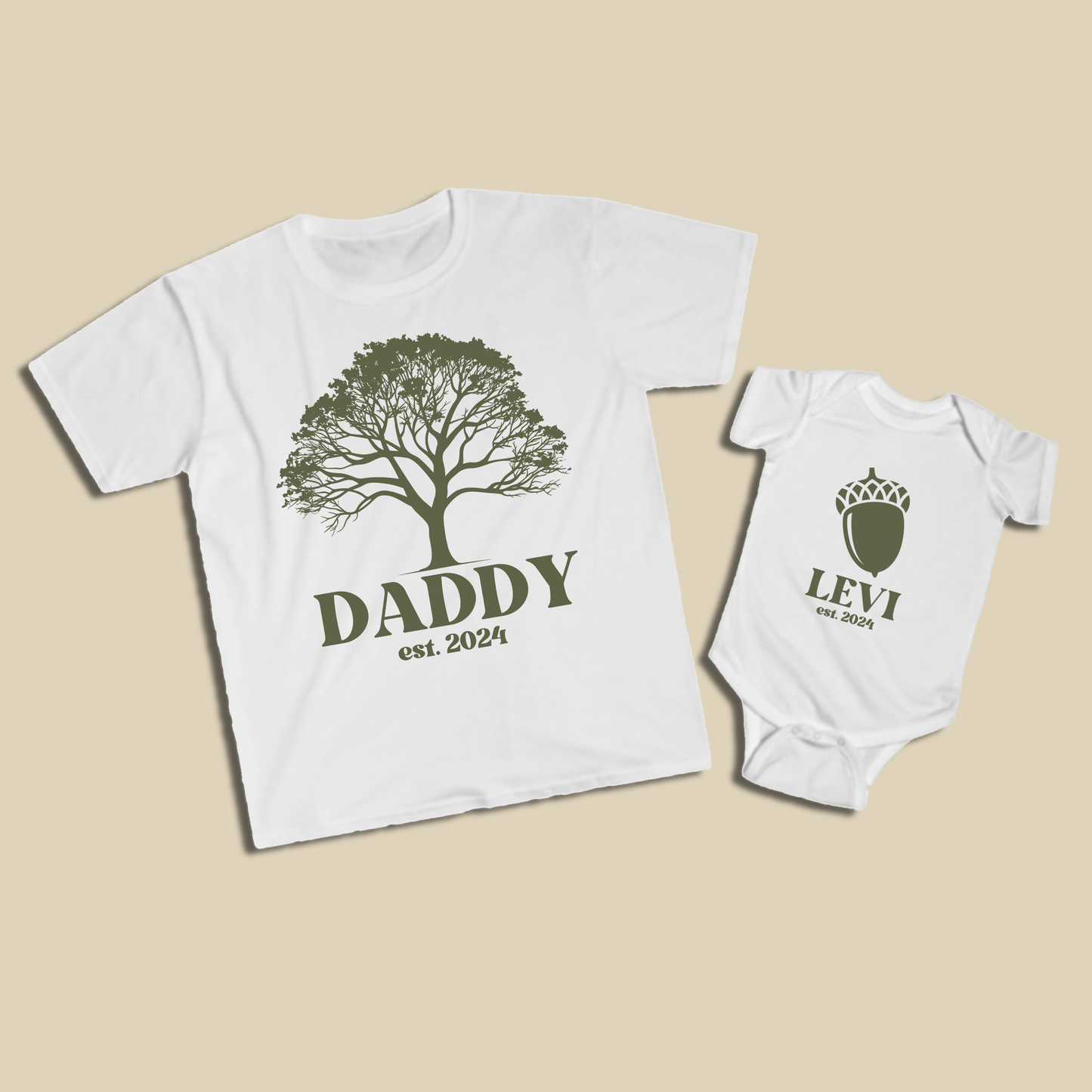 Personalized Tree and Acorn Shirt Set