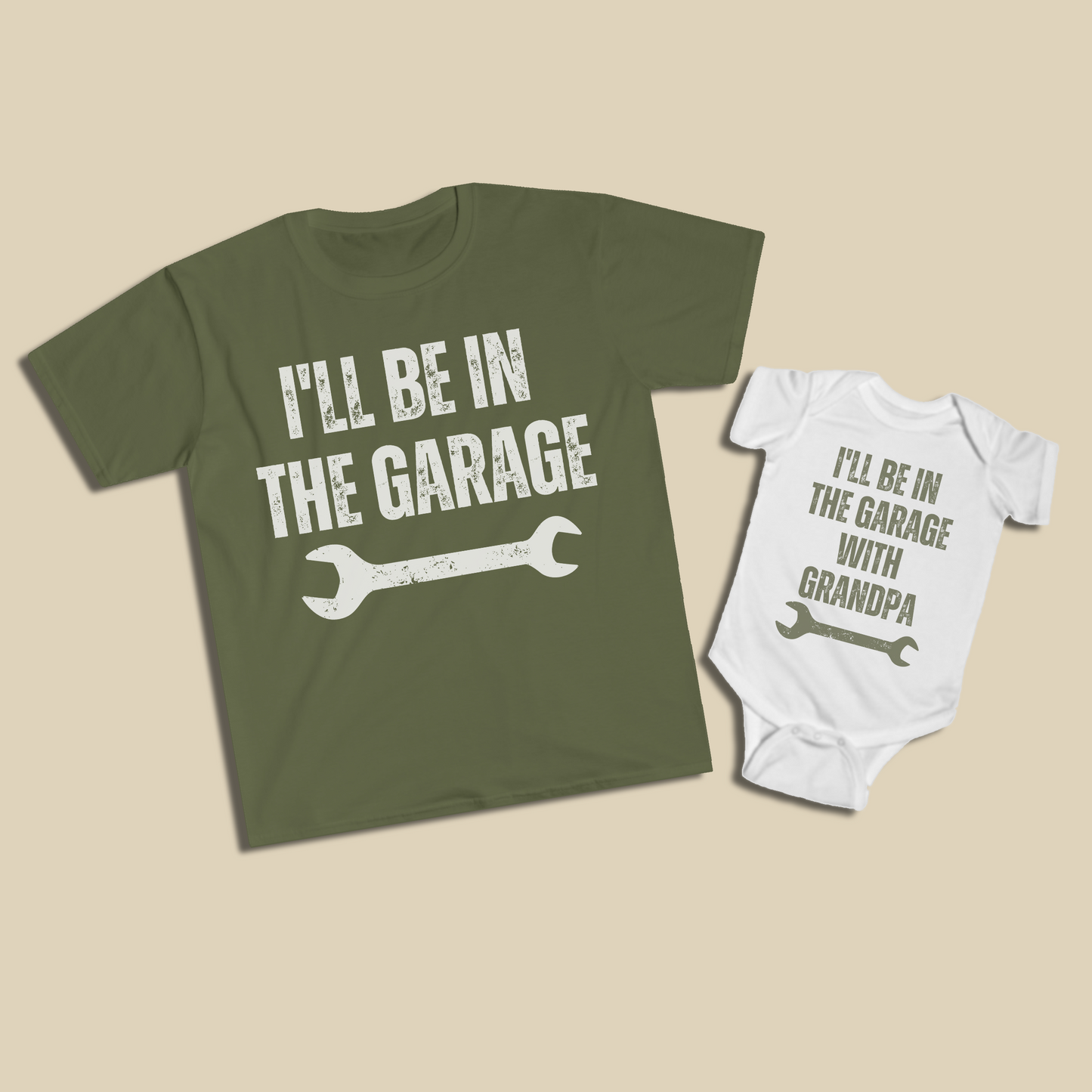 I'll Be in the Garage with Dad Shirt Set