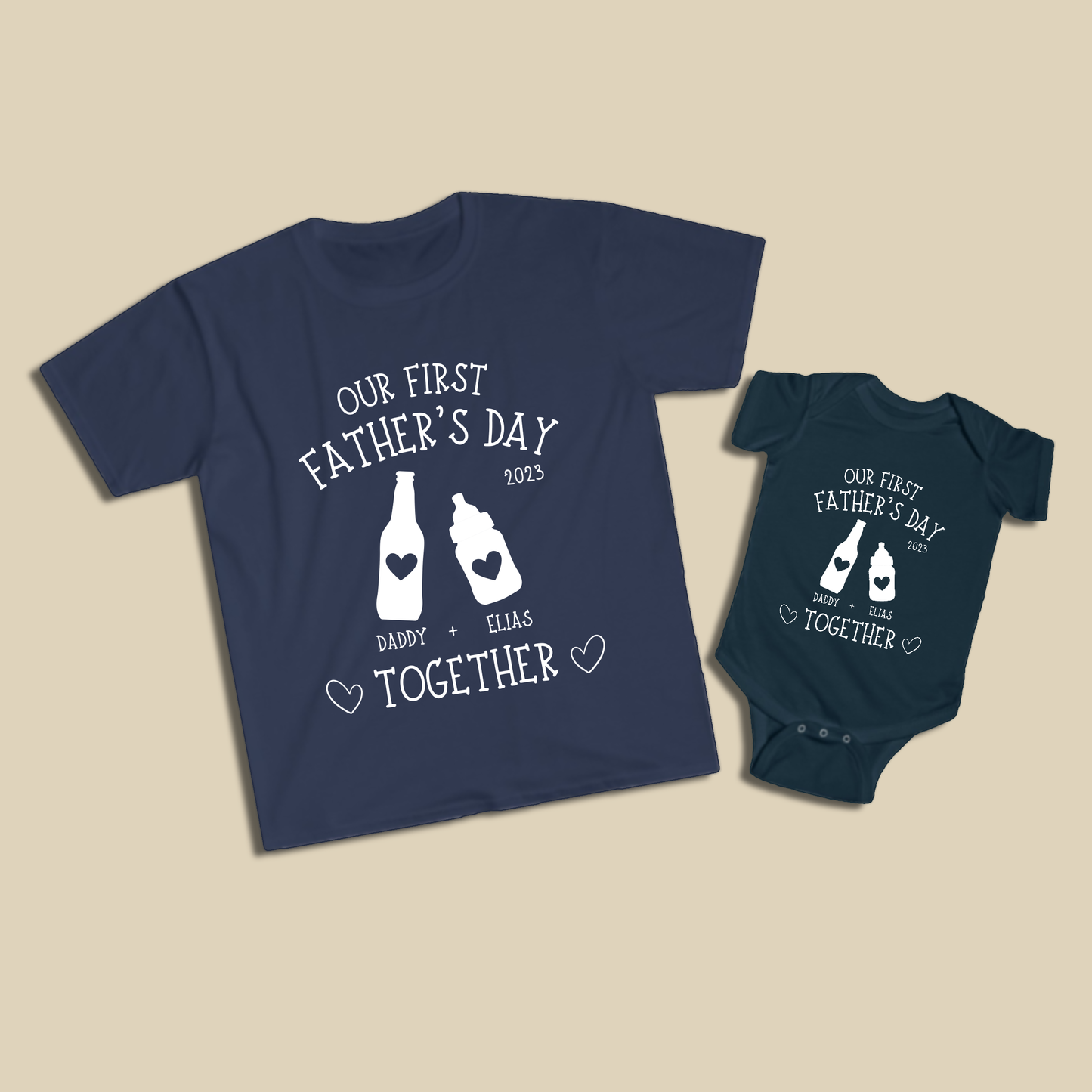 First Father's Day Together Personalized Shirt Set