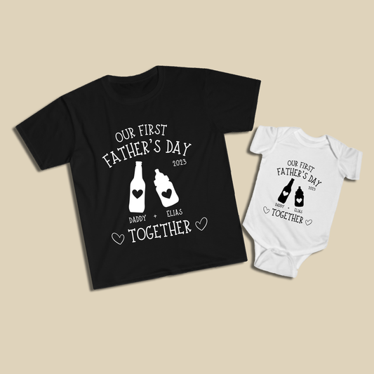 First Father's Day Together Personalized Shirt Set