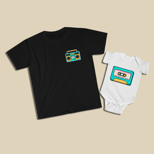 Boom Box & Cassette Tape Shirt Set