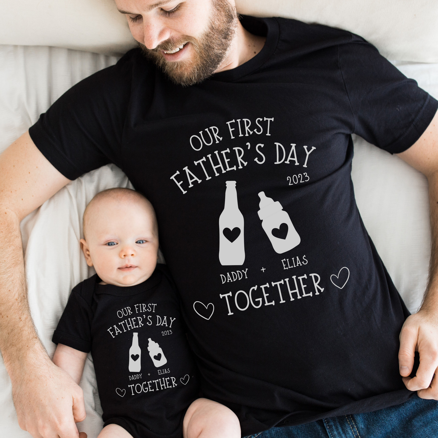 First Father's Day Together Personalized Shirt Set